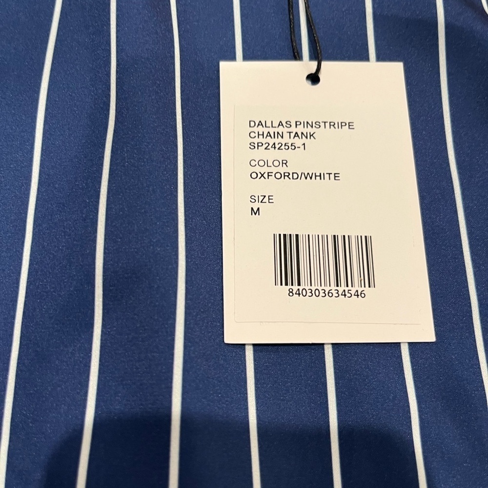 NWT Generation Love DALLAS CHAIN TANK Oxford White Blue Pinstripes Stripe M - Picture 4 of 4
